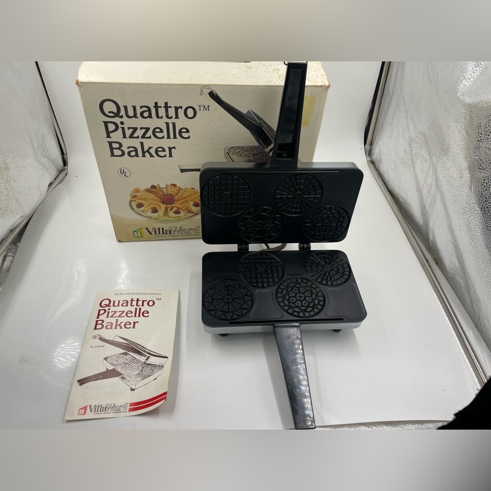 VillaWare Quattro 5100-NS Pizzelle Baker 4 Cookie Maker Non-Stick 900W.